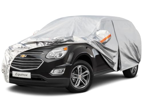 Image of Kayme 6 Layers SUV Car Cover Custom Fit for Chevrolet Chevy Equinox (2005-2025) Waterproof All Weather for Automobiles, Outdoor Full Cover Rain Sun UV Protection.Silver