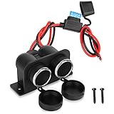 1PCS Car Cigarette Lighter Socket with Blade Fuse, 2 Socket Cigarette Lighter Splitter 12V 3.1A Power Outlet Replacement Waterproof Plug Female 120W for RV Marine Boat Motorcycle Truck ATV UTV Van etc