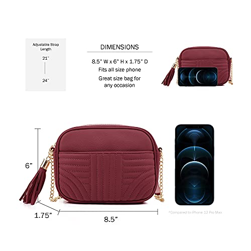 Image of EVVE Quilted Crossbody Bags for Women - Stylish Camera Bag with Tassel - Lightweight Medium Size Shoulder Purse