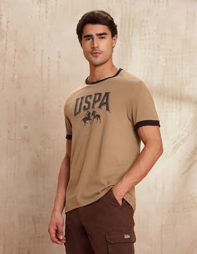 Image of U.S. Polo Assn. Denim Co. Brown Cotton Printed Regular Fit Men's T-Shirt