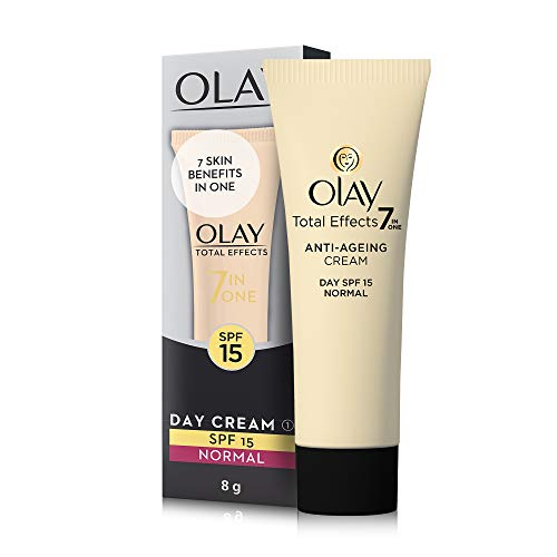 Image of Olay Total Effects Day Cream |with Vitamin B5, Niacinamide, Green Tea, SPF 15 |Fights 7 signs of ageing for glowing, hydrated and younger looking skin with UV protection |Suitable for Normal, Dry, Oily & Combination skin |8 gm