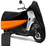 XYZCTEM スクーターカバー、防水原付カバー、ベスパカバー 屋外保護 水、紫外線、風に対するブラックオレンジ、72インチ L
