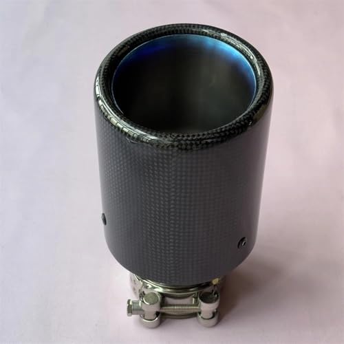 Punta de escape para coche en fibra de carbono brillante azul ID 51mm 7