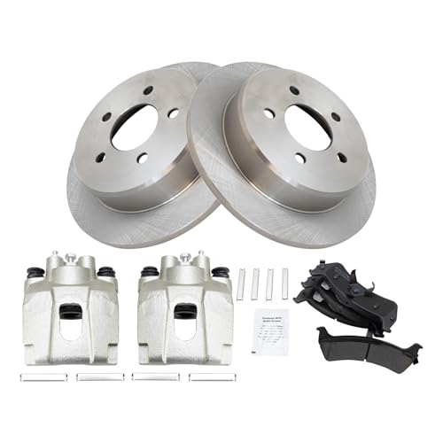 Image of TRQ Rear Brake Pad and Rotor Set Semi Metallic Calipers Compatible with 2001 Ford Explorer Mountaineer