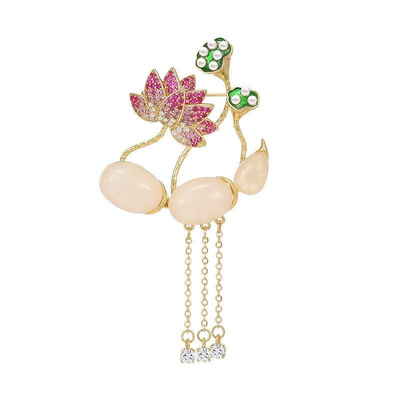 Image of Flower Floral Pearl Brooch Rhinestone Crystal Brooch Leaf Bouquet Brooch Pin Fashion Dress Accessories Birthday Graduation Jewelry Gift For Women