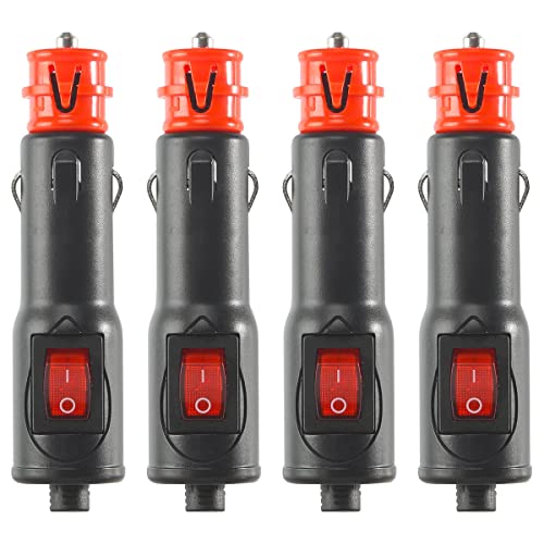 UptVin Encendedor de Cigarrillos 12V para Coche Con Interruptor y Toma Universal - Enchufe Con Fusible 10A para Camión, Barco, Motocicleta