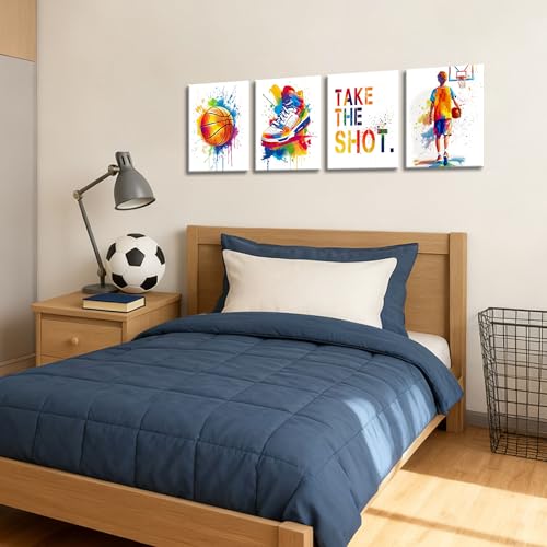 Image of Frimeeme Framed Inspirational Basketball Canvas Wall Art Prints