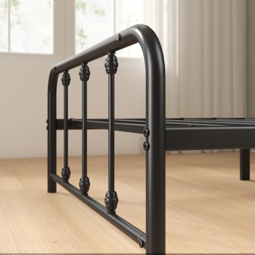 Image of Zinus Leonardo Metal Platform Bed Frame, Victorian Spindle Style Headboard and Footboard, Heavy Duty Bed Base, Ample Underbed Space, Twin