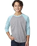 Next Level Youth CVC 3/4-Sleeve Raglan Tee (3352) -ICE BL/D H -L