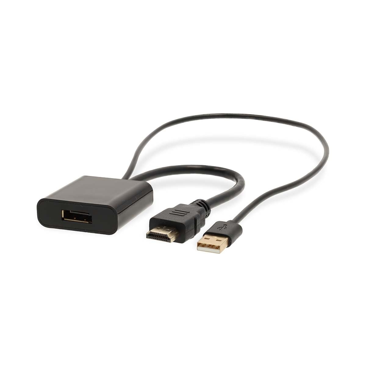 Nedis Adapter HDMI - wtyczka HDMI - DisplayPort wtyk/wtyczka USB-A - pozłacany - prosty - PVC - czarny - 1 sztuka - pudełko