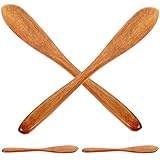 ASAKKURA Holz Buttermesser 4 Stück Marmeladen und Käsemesser aus Lackiertem Nanmu Holz Flache Streicher für Butter Kuchen Brot Küchenwerkzeug für Restaurant und Zuhause