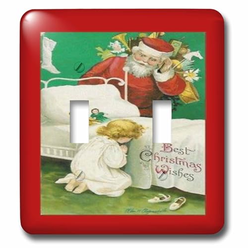 Interruptor de doble palanca multicolor Vintage Niño rezando con Papá Noel 2