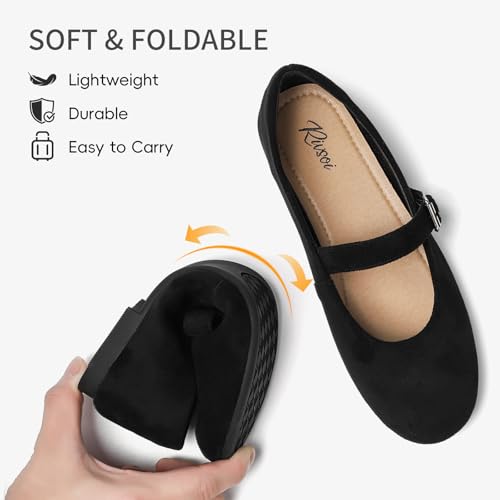 Comfortable Mary Jane Ballet Flats, Round Toe Wide Flats for Women with Adjustable Strap for Dressy Office Wear3