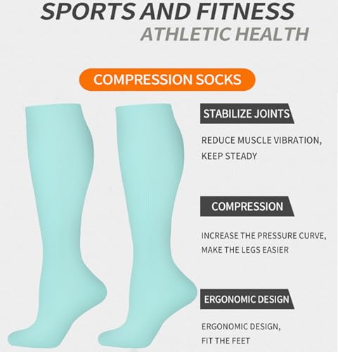 Image of Women's Knee High Compression Socks for Running Work Support Nurses Pregnancy Travel,Colorful Over The Calf Socks,#W402