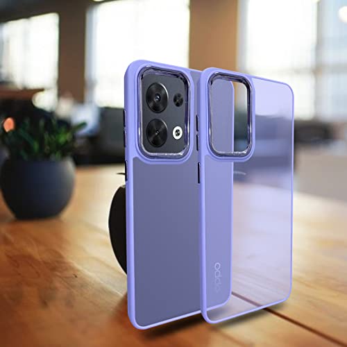 Image of A rtistque Frosted Translucent Back Cover Case for Oppo Reno 8 5G | Electroplated Chrome Ring | Raised Camera Edges for Protection | Smooth Sides TPU - Purple