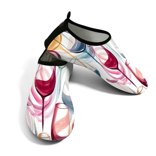 Zapatos de playa sin cordones con patrón abstracto de copas de vino elásticos y ligeros