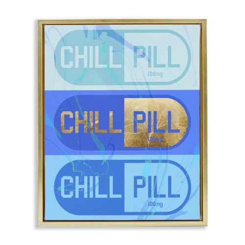 Blue Glam Chill Pill Comic, 16 x 20 Inch Canvas in Floater Frame