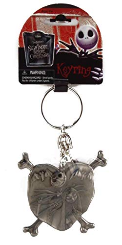 Disney NBC Jack and Sally in Heart Pewter Keyring,Silver,1