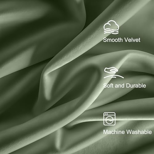 Lazzzy Green Velvet Blackout Curtain, Thermal Insulated for Bedroom Living Room Darkening Privacy Drapes, Noise Reducing - Image 3