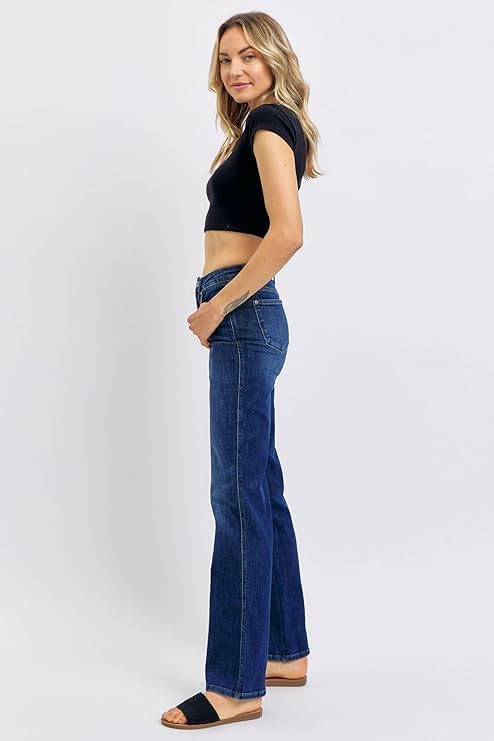 Judy Blue Women's Mid Rise Tummy Control Straight Jeans, Stretch Denim Comfort Fit for Everyday Wear - 88861 - Image 6