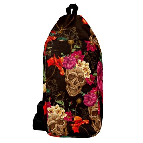 Sac à dos à bandoulière motif crânes morts fleurs pour voyager l'esprit léger et stylé