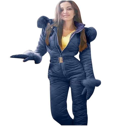 Combinaison ski femme imperméable avec salopette grande taille et manteau d'hiver