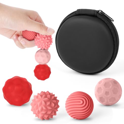 Ainiv Silicona Bolas Magnéticas Anti-Estrés, 4pcs Pelota Antiestres con Texturas Divertidas para Adultos y Niños Mano, Bolitas Magneticas Juguetes sensoriales para Aliviar La Ansiedad (Rojo)