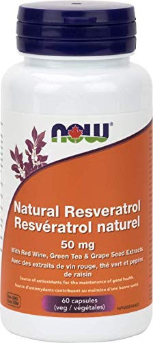 NOW Resveratrol Natural 50mg + 60 Veg Capsules, 60 g