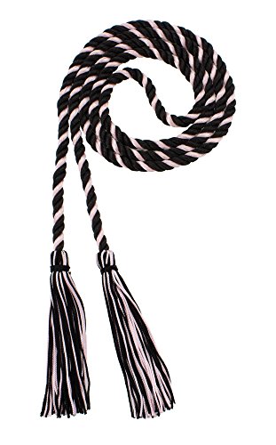 Image of Graduation Honor Cord - Black /Ltpink - Every School Color Available - Made in USA
