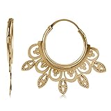 Perfecto como regalo Córdoba Jewels  Pendientes en plata de ley 925 con bañada en oro con diseño Aros Labrados Gold