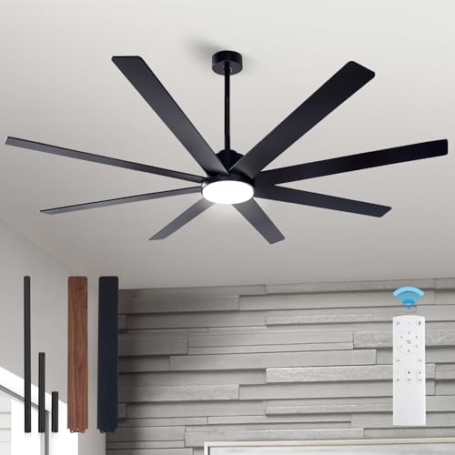 ECOiTEL 72In Modern Black Ceiling Fans with Light and Remote,6