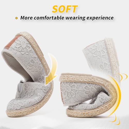 Image of BABUDOG Women's Flats with Flower Embroideried,White Lace Ballet Flats,Comfortable Dress Flats