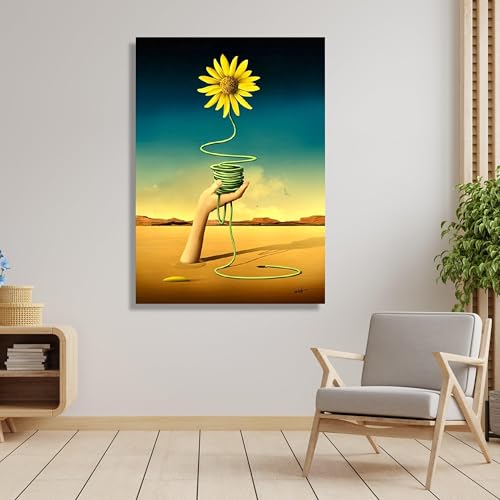 Toile tournesol surréaliste pour illuminer un mur blanc de chambre
