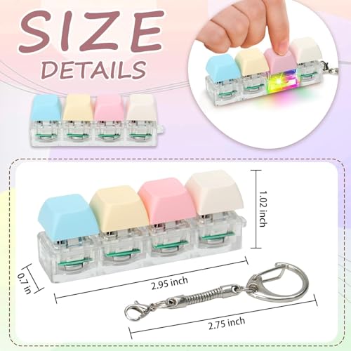 Image of 2 Pcs Keyboard Fidget Toy Keyboard Clicker with LED Light Fidget Keyboard Keychain Fidget Toy Stress Relief Keyboard Fidget Clicker (4 in 1)