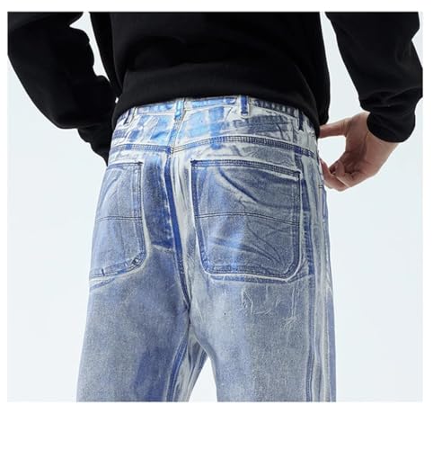 Men's High Street Printed Wide-Leg Jeans Loose Straight Draped Trousers3