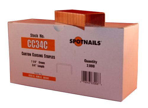 Spot uñas cc34C 114-inch Corona 34-Inch Pierna Cantidad de caja de cartón cierre Staple (2000) por Spot uñas