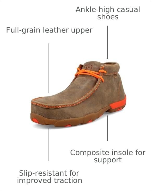 Image of Twisted X Men's Work Chukka Driving Moc, Moc Toe Steel Toe, Distressed Saddle