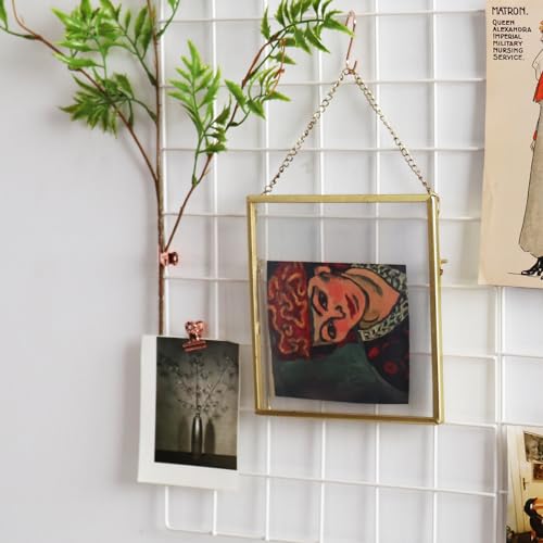 MOIUCUN Wandgitter, Fotowand Dekoration, Schreibtisch Deko,Memotafeln für Küche, Wohnzimmer, Schlafzimmer,Größe 44 cm x 30 cm, 2er Set (Weiß)