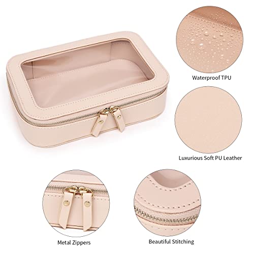 Duolan Clear Makeup Bag Travel Makeup Bag Transparent Cosmetic Case Clear Travel Toiletry Bag For Women (A/Pink-1,M) #TOP4