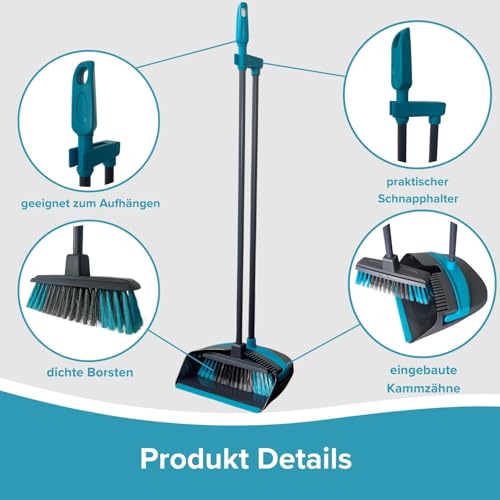 3 PAGEN® Besen und Kehrschaufel Set mit langem Stiel, Standbesen mit Kehrschaufel für die Bodenreinigung, leichtes Kehr-Set mit langem Griff für den Innen- und Außenbereich, Länge 93 cm – Bild 6
