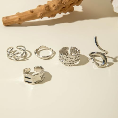 Image of Shining Diva Fashion Combo Set Gold and Silver Plated Rings for Women and Girls Stylish