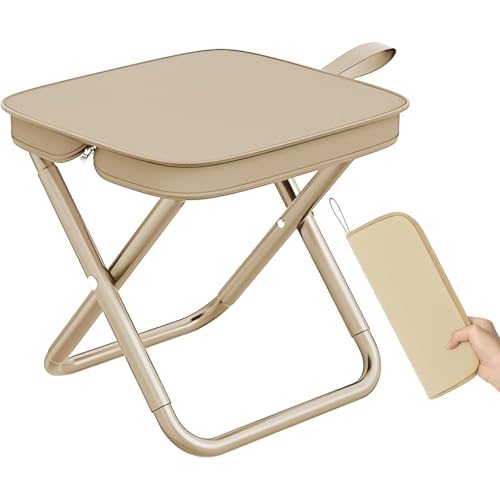 Image of Portable Folding Camping Stool, Lightweight Travel Seat with Carry Bag, Stainless Steel Frame, Waterproof Oxford Fabric, Compact Collapsible Chair Trekking, Beach & Outdoor Use Pack of 1