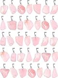 48 Pieces Natural Rose Quartz Stone Irregular Rock Pendant Healing Crystal Chakra Gemstone Charm...