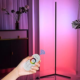 Corner Floor Lamp RGB Gaming Room Lamp LED Dimmable Remote Control Colour Changing Bedside Tall Standing Lamp,Modern Minimalist Atmosphere Night Light