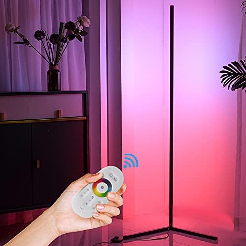Corner Floor Lamp RGB Gaming Room Lamp LED Dimmable Remote Control Colour Changing Bedside Tall Standing Lamp,Modern Minimalist Atmosphere Night Light