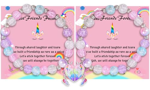 DOYYCA Friendship Bracelets Cute Magnetic Matching Unicorn Charm Beaded Best Friend Bracelet BFF Bracelets for 2 Girls Women (Unicorn)