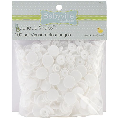 Babyville Boutique 35257 Snaps, Size 24, White (100-Sets)