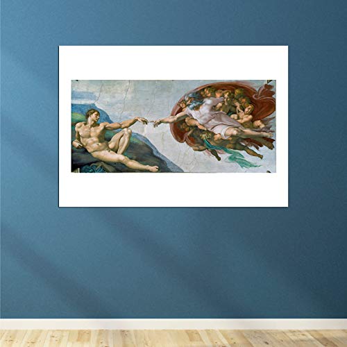 Michelangelo La Création d'Adam grande affiche encadrée mat pour bureau