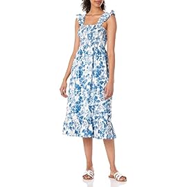 The Drop Women’s Kimi Ruffled-Shoulder Smocked Midi Dress