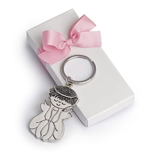 Porte-clés Ange Mopec, lot de 5 cadeaux d'invités sous boîte à ruban rose